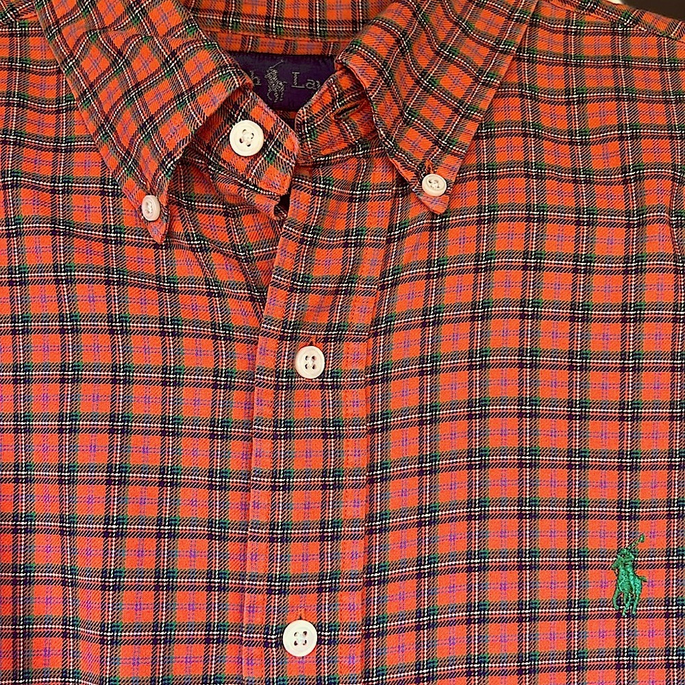 🎉HP🎉Ralph Lauren classic Fit Size L Orange Plaid Shirt